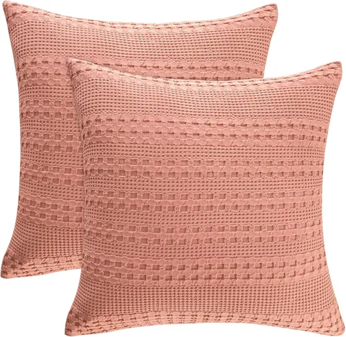 Vista 132 de PHF - Fundas de almohada 100% algodón con tejido gofre europeo, 26 x 26 pulgadas, 2 unidades para decoración elegante del hogar, para cama, sin