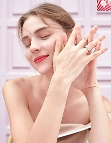 Vista 6 de Fidget Spinner Ring 925 Sterling Silver Anxiety Relief Ring Anti Anxiety Boredom ADHD Stress Relieving Ring for Women Men