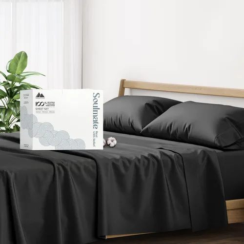 Vista 9 de Mayfair Linen 2 paquetes de juego de sábanas tamaño individual XL de 100 % algodón egipcio, 500 hilos, tamaño individual XL (6 piezas, gris oscuro)