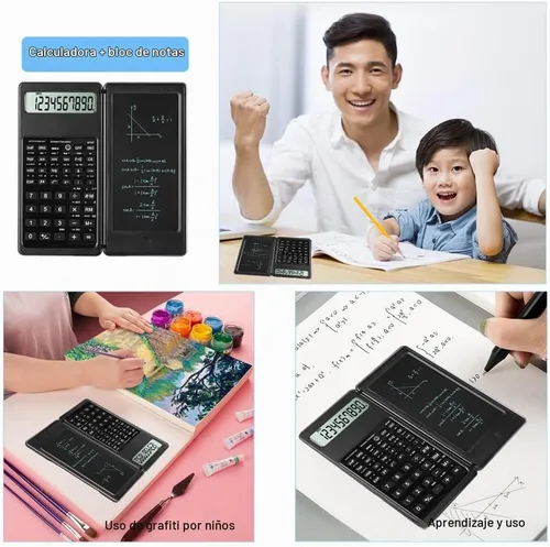 Vista 5 de Calculadoras científicas, calculadora para la escuela, pantalla grande de 10 dígitos, Calculadora científica con bloc de notas, calculadora de Negro