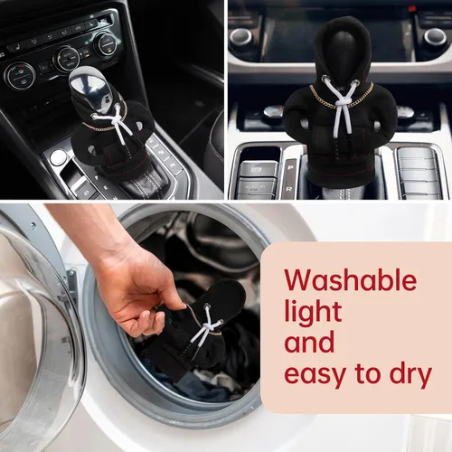 Vista 4 de Yajeea Sudadera con Capucha para Palanca de Cambios de Coche, Graciosa Sudadera Mini para Decoración de Coche, Cubierta Universal y Cálida para Pomo