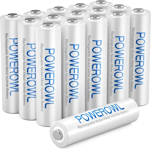 Vista 15 de POWEROWL Pilas recargables AAA, baterías AAA recargables de 1000 mAh, alta capacidad, 1.2 V, NiMH, baja autodescarga, batería AAA recargable