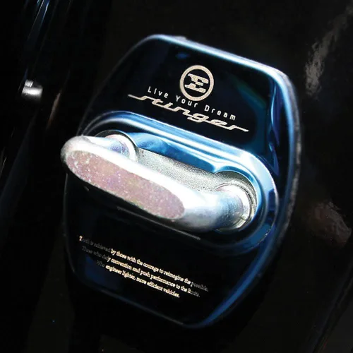 Vista 2 de Funda de decoración y protección de cierre de puerta de acero inoxidable para Kia Stinger 2017 2018 (Azul)