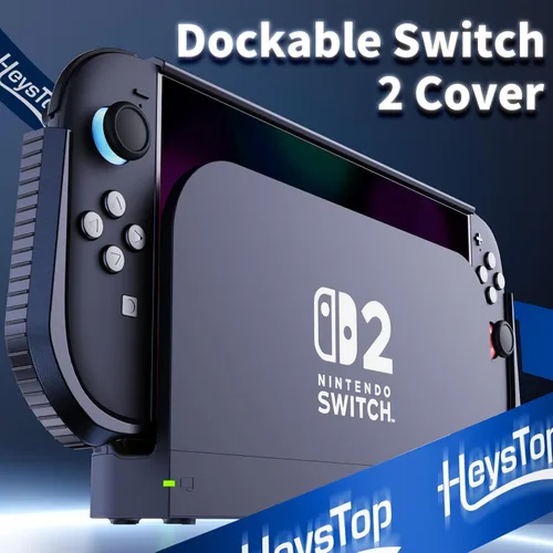Vista 2 de HEYSTOP Switch 2 - Funda compatible con Nintendo Switch 2 acoplable, funda protectora de TPU Switch 2 con protector de pantalla y 6 agarres