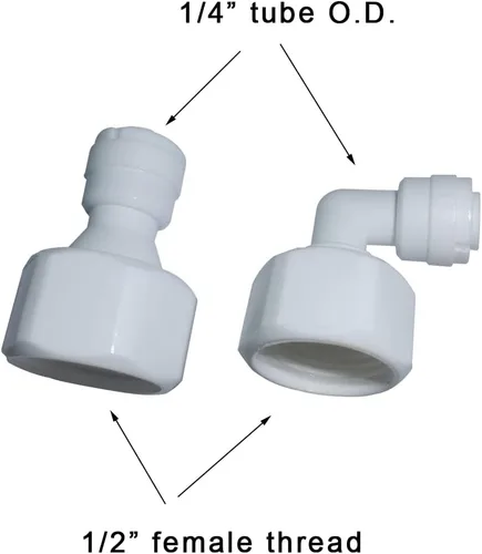 Vista 2 de MALIDA Adaptador de rosca hembra de conector rápido codo y combinación recta, rosca de 1/2 pulgada x tubo de 1/4 pulgadas OD Push to Connect