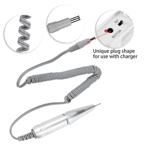Vista 3 de Electric Nail Drill Pen Handle, Handpiece Manicure & Pedicure Polish Machine, Handpiece for Nail Drill Machine Part Manicure Pedicure Nail Art Tool