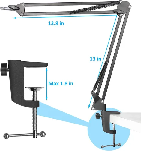 Vista 4 de Braza de micrófono para QuadCast S - Brazo de boom para HyperX QuadCast 2, QuadCast SoloCast, Blue Yeti, Fifine AM8, Rode, Shure, Razer, micrófono