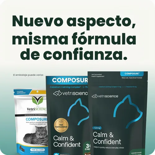 Vista 5 de VetriScience Composure, fórmula calmante para gatos, 30 masticables del tamaño de un bocado