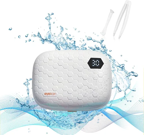 Limpiador de lentes de contacto con espejo, limpiador ultrasónico USB de lentes de contacto para eliminación de lentes suaves, lentes duras, lentes