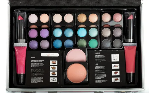 Vista 3 de Vokai Kit de maquillaje de regalo – 51 piezas – 32 sombras de ojos, 2 rubores, 2 brillos de labios, 2 lápices labiales, 2 lápices delineadores