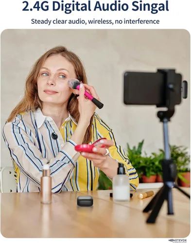 Vista 7 de Micrófono inalámbrico para iPhone 17-48kHz/24bit Studio Sound AI Filtro de ruido USB-C Lavalier Mic con estuche de carga Bluetooth Mini micrófono