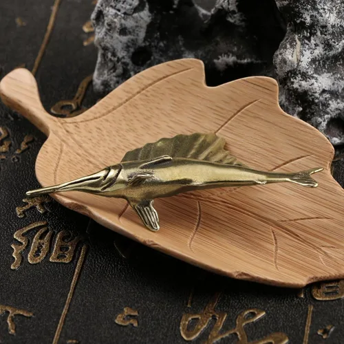 Vista 4 de Gold Decorated Bronze Fish Statue - Zen Meditation Decoration for Living Room, Spa, Yoga Studio Center Decor