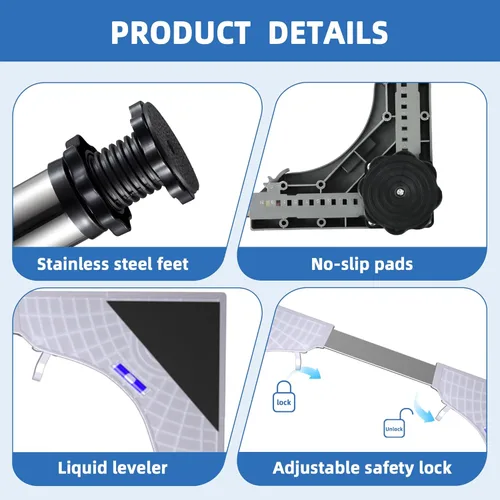 Vista 6 de Mini soporte para refrigerador con alfombrilla de silicona, soporte ajustable para refrigerador con 4 pies de acero inoxidable, soporte