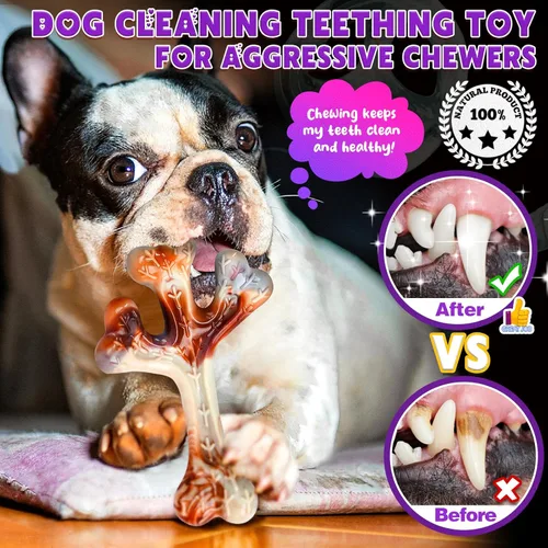 Vista 5 de Paquete de 4 juguetes masticables para perros para masticadores agresivos, juguetes resistentes e indestructibles para perros con sabor a tocino