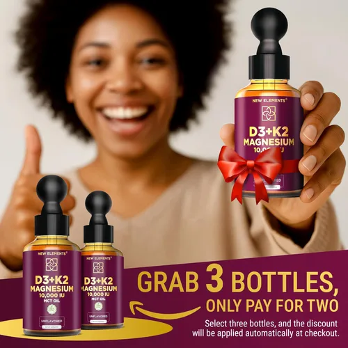 Vista 3 de Vitamina D3 líquida con K2 y glicinato de magnesio Gotas de vitamina D de 10.000 UI Vitamina K2 200mcg Mk7 Suplemento de vitamina D3 + K2