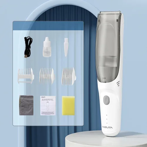 Vista 5 de Cortadora de pelo para bebés, afeitadora de pelo eléctrica, kit de corte de pelo para bebés, succión USB, seguridad y resistente al agua