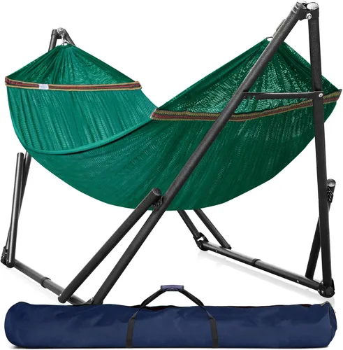 Vista 20 de Tranquillo Hamaca doble universal con soporte incluido para 2 personas/soporte plegable para hamaca de 600 libras de capacidad, estuche portátil