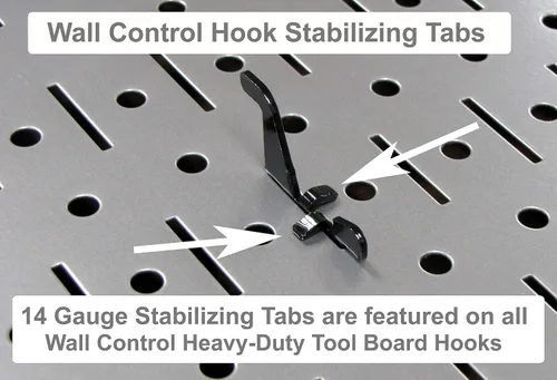 Vista 8 de Wall Control Gancho en U ranurado para tablero de clavijas Wall Control solamente, alcance de gancho de clavija de 4 pulgadas, paquete de 2 ganchos