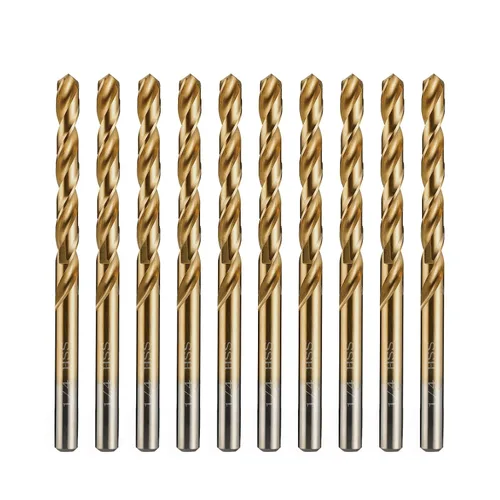 amoolo Brocas de titanio de 1/4 pulgadas (10 unidades), brocas de metal HSS 4341 prémium para madera, metal, acero, plástico, aleación de aluminio