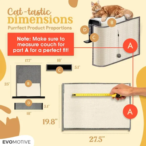 Vista 3 de Protector de sofá para gatos, se adapta a cualquiera de los reposabrazos, protector de muebles de arañazos para gatos