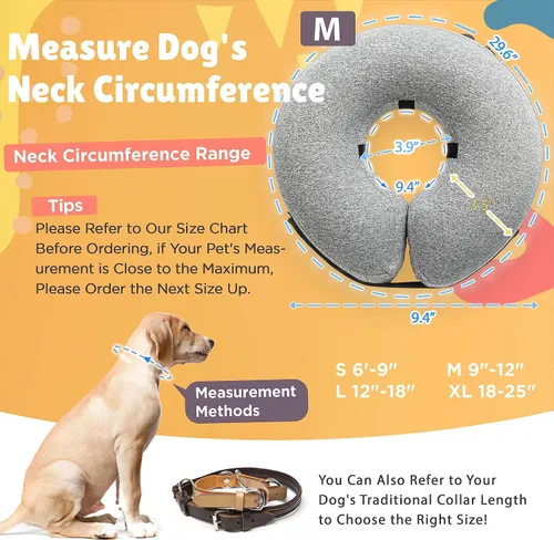 Vista 2 de Big Ant Collar inflable protector para perros y gatos, cono suave para perros después de la cirugía, collar de dona para cuello de perro, collar