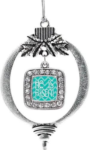 Vista 219 de Inspired Silver - Mis iniciales - Adorno con dije de letra S - Adornos navideños cuadrados de plata con joyas de circonita cúbica