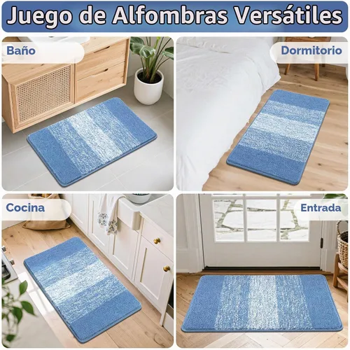 Vista 10 de Bsmathom Juego de 4 tapetes de baño de microfibra de felpa, color beige
