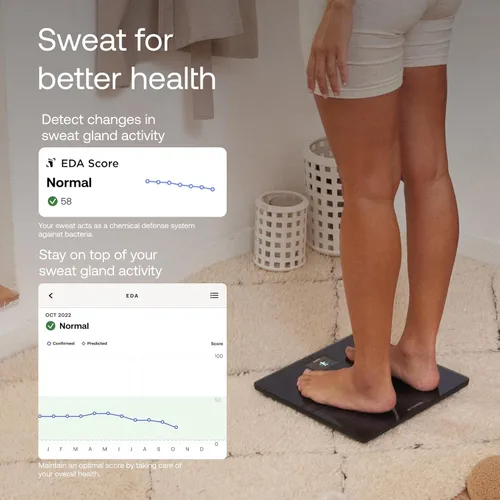 Vista 4 de WITHINGS Body Comp - Báscula para peso corporal y análisis corporal completo, Wi-Fi y Bluetooth, báscula digital con función Baby, grasa visceral