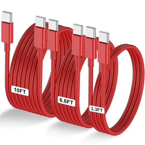 Vista 24 de Paquete de 3 cables USB C a USB C de 1 pie y 60 W, cable de carga rápida tipo C para iPhone Air 17 16e 16 15 Pro Plus Pro Max, para Galaxy S25/S24