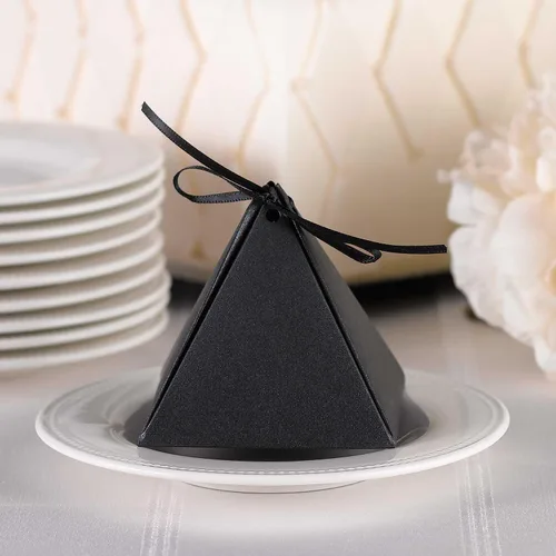 Vista 3 de Hortense B. Hewitt 25 cajas de recuerdo piramidales, 3 pulgadas, negro brillante