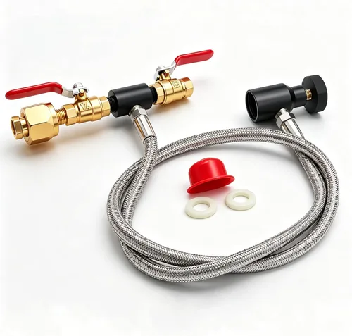 Paintball - Estación de recarga de tanques de CO2, adaptador de llenado de cartuchos de CO2, manguera de conector de acero inoxidable para tanques