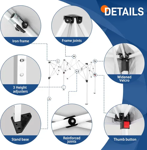 Vista 4 de Carpa Toldo Desplegable, Carpa Instantánea para Exteriores de 10 X 10 Pies con Ángulo Biselado y Bolsa de Transporte, Refugio de Cenador Portátil