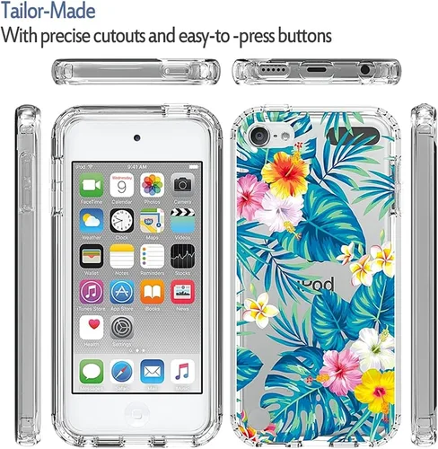 Vista 5 de Funda para iPod Touch 6/5/7, bonito parachoques de TPU transparente floral, funda protectora a prueba de golpes, compatible con iPod Touch 5ª/6ª/7ª