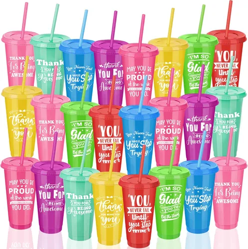 Vista 8 de Kochorie 24 Piezas Vasos de Plástico de Navidad a Granel 24oz Vasos de Navidad Reutilizables con Tapas y Pajitas Vaso Grueso de Plástico Tumbler