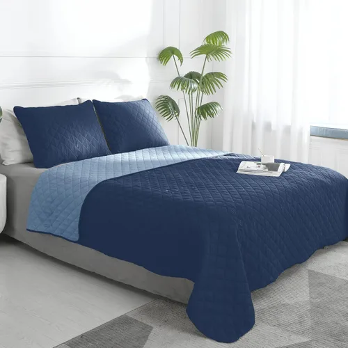 Vista 13 de Easy-Going - Juego de colcha reversible con 1 funda de almohada, tamaño individual, colcha suave, resistente al agua y a las manchas, de microfibra