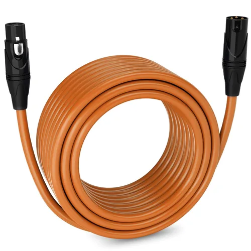 Vista 53 de LyxPro Cable de micrófono XLR hembra a macho de ángulo recto de 3 pines de 1.5 pies para altavoces amplificados, interfaz de audio, rendimiento