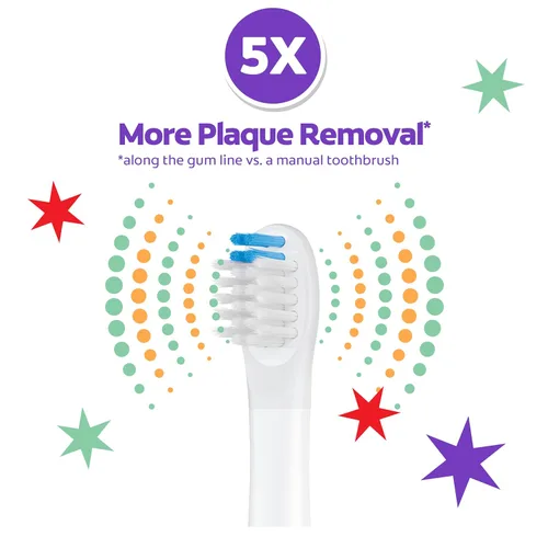 Vista 3 de Colgate Advanced Cavity Fighter - Cepillo de dientes con batería para niños, incluye batería AA y cabezal de cepillo de dientes extra, cuenta