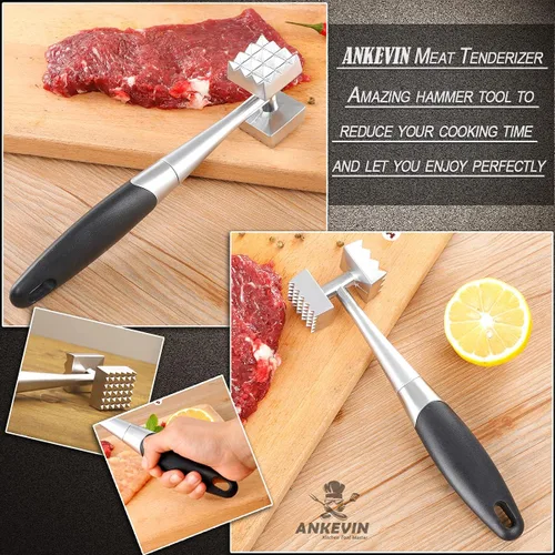 Vista 7 de Ablandador de carne, mazo de carne de uñas de doble cara, martillo de carne utilizado para carne, pollo, pescado, carne con mango de agarre cómodo
