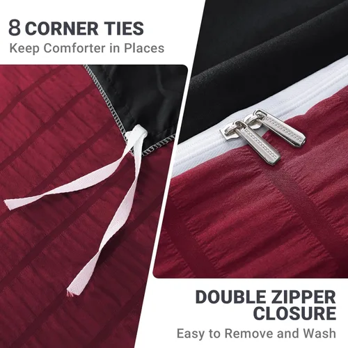 Vista 38 de HYMOKEGE - Funda de edredón gris oscuro tamaño King, juego de funda de edredón de sirsaca ultra suave de 3 piezas con cierre de cremallera, juego