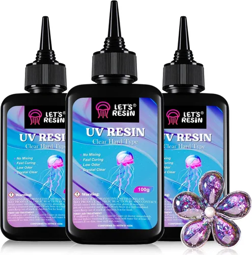 LET'S RESIN Resina UV, 10.58 oz de baja viscosidad, kit de resina fina transparente de baja viscosidad, resina epoxi ultravioleta de curado rápido y