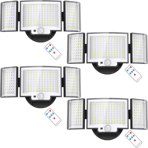 Vista 10 de CLAONER Luces LED de seguridad con sensor de movimiento para exteriores, 6500 K, reflectores de control remoto, del atardecer al amanecer, 20 W