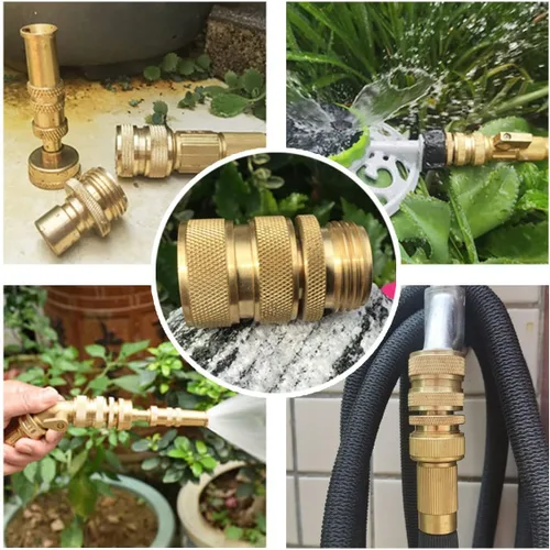 Vista 4 de PLG - Accesorios de conexión rápida para manguera de jardín de latón de 4 piezas 2