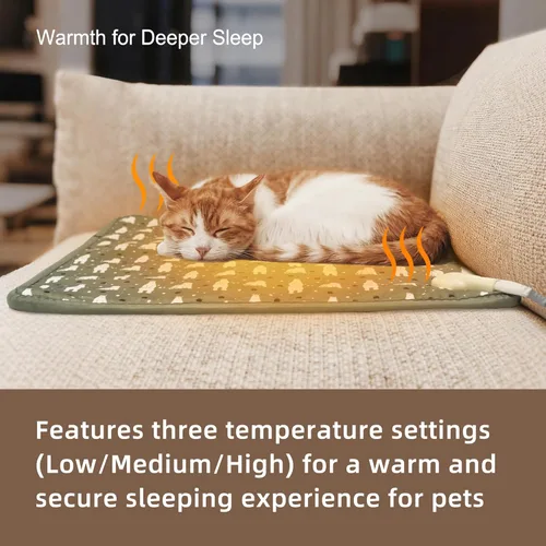 Vista 5 de GDanes Tapete térmico para cama de gato, almohadilla térmica ajustable de 3 temperaturas para uso en interiores, tela impermeable y resistente a