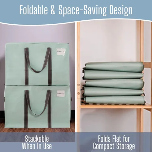 Vista 7 de VENO - Paquete de mudanzas, cajas de almacenamiento para embalaje universitario con tapas alternativas, para dormitorio, extragrande, asas Verde