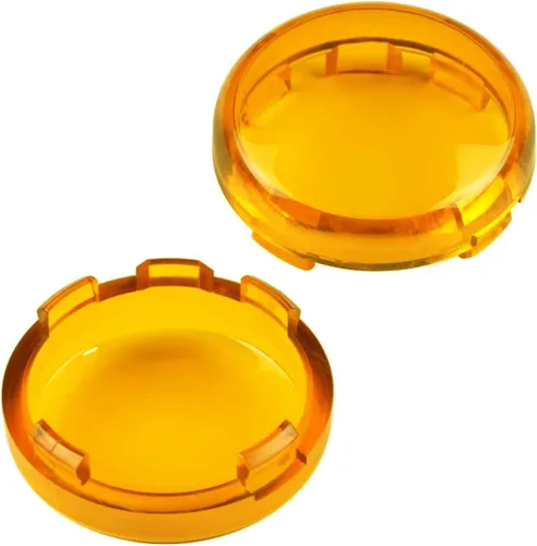Vista 3 de Cubierta de lente de luces direccionales compatible con Harley Dyna Fatboy Softail Road Glide, ámbar 2 piezas