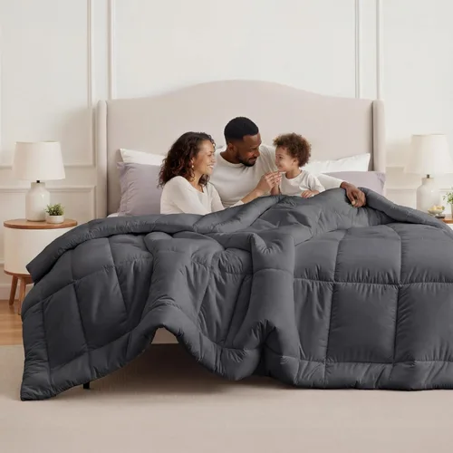 Vista 36 de Bedsure - Relleno de edredón acolchado tamaño Queen Plus, para todas las estaciones, ropa de cama alternativa de plumón GentleSoft, con 8 pestañas