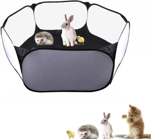Corralito para animales pequeños, portátil, con apertura automática, interactivo, para mascotas, valla interior y exterior para conejos, conejillos