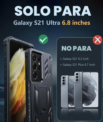 Vista 2 de FNTCASE Funda para Samsung Galaxy S21-Ultra con protector de pantalla Negro