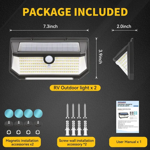 Vista 9 de SUPAREE Luz solar magnética RV con luces ámbar