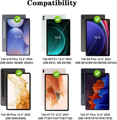 Vista 2 de LAMA Funda con teclado retroiluminado para Samsung Galaxy 12.4 pulgadas S10 Plus/S9 FE+/S9+/S8+, 12.4 pulgadas, S7 FE/S7 Plus, funda desmontable